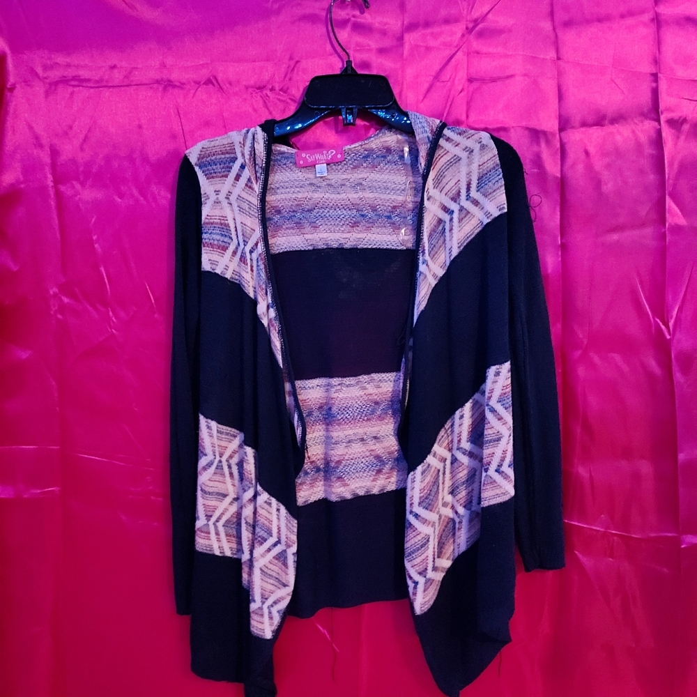Patterned Navy Blue Cardigan